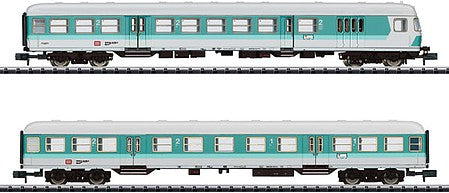 Trix 15467 N Scale Type Bm 235 BDmrzf 784.2 Cab Car, ABnrzb 772.3 Coach - Ready-to-Run - Minitrix -- German Federal Railway - Regio (Era V; turquoise, white)