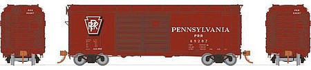Rapido Trains 123010 HO Scale Class X31A Double-Door Boxcar 6-Pack - Ready to Run -- Pennsylvania Railroad (Set #1; Tuscan, Late Shadow Keystone)