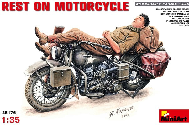 Miniart Models 35176 1/35 US Soldier Resting on Motorcycle