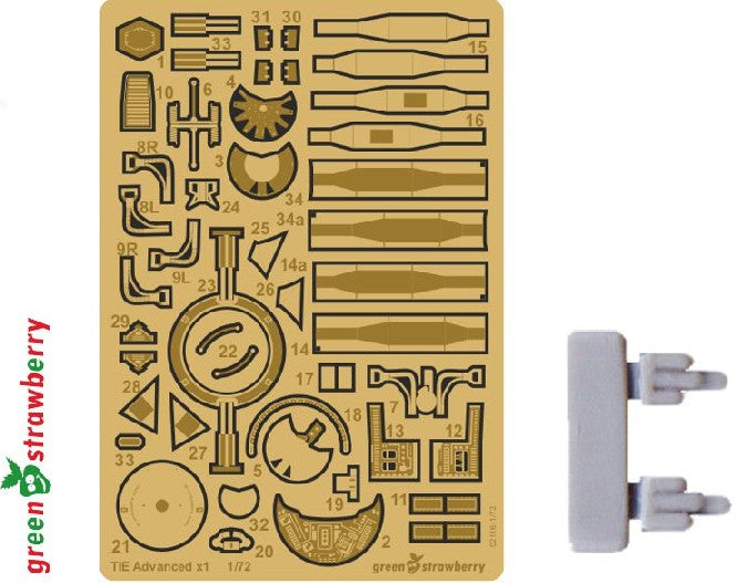 Green Strawberry 2116 1/72 Star Wars Tie Advanced x1 Starfighter Detail Set for BAN (Photo-Etch & Resin)