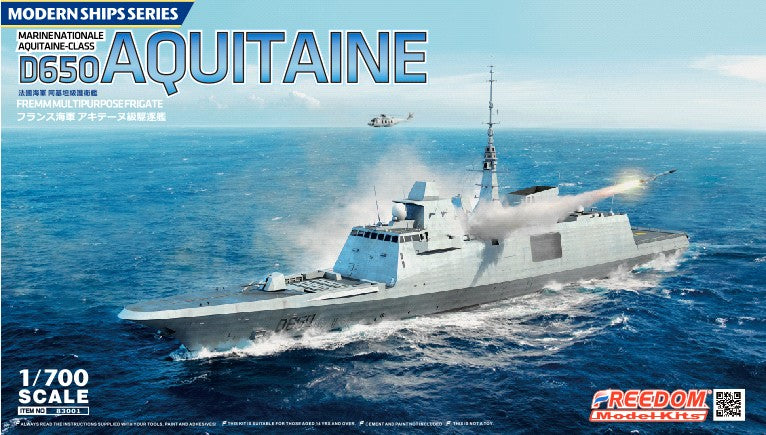 Freedom Model Kits 83001 1/700 D650 Aquitaine Fremm Multi-Purpose Frigate