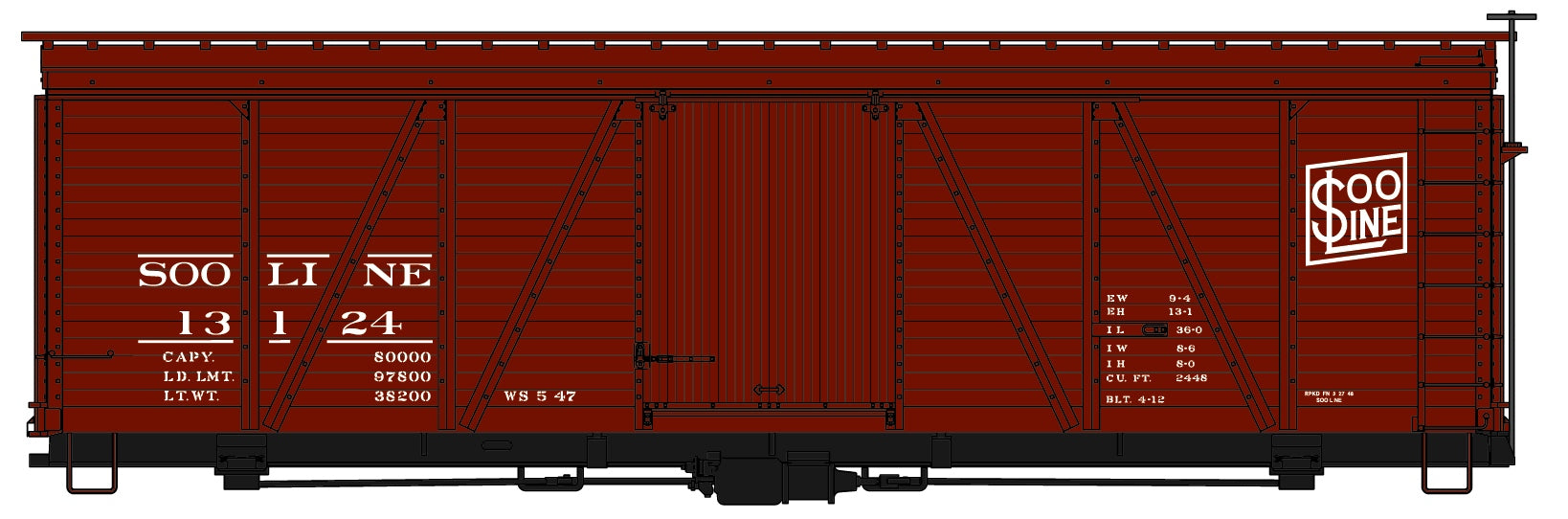 Accurail 1151 Ho 36' Fowler Wd Boxcar Soo Ln