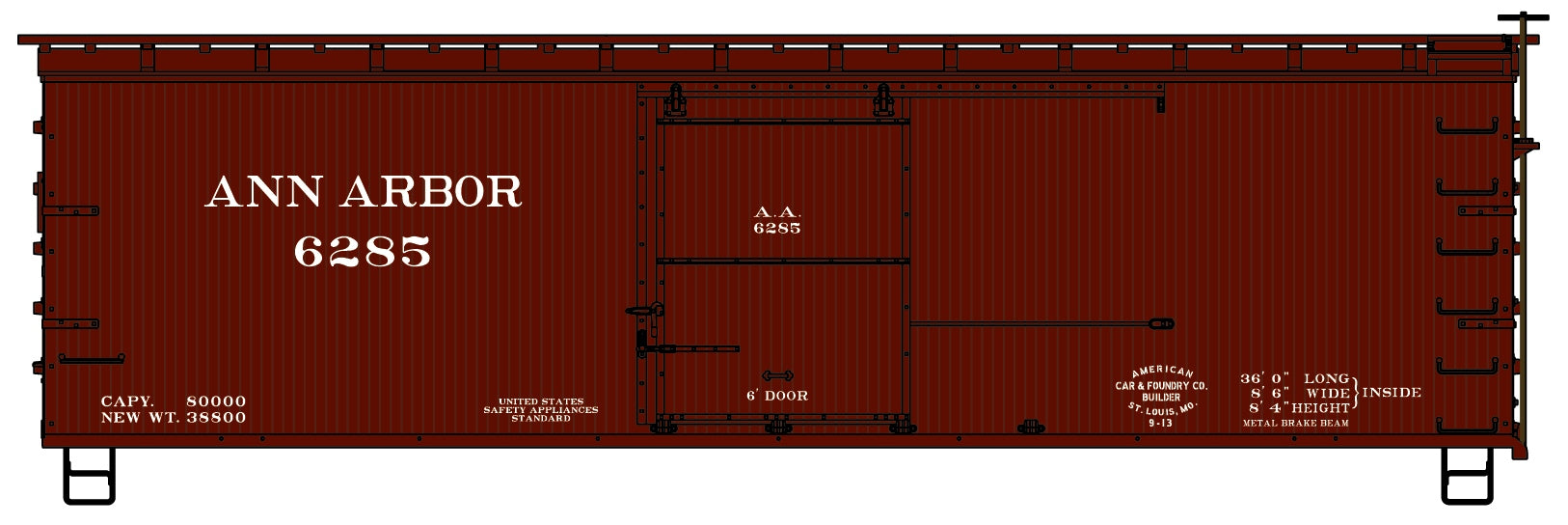 Accurail 1710 Ho 36' Ds Wood Bxcar Aa