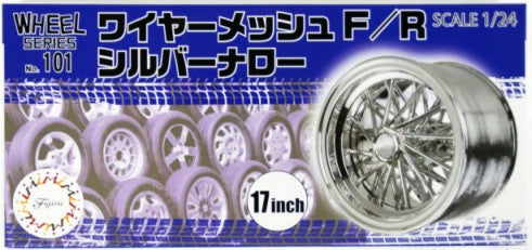 Fujimi Models 19353 1/24 Silver Narrow Wire Mesh 17" Tire & Wheel Set (4)