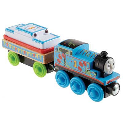 Fisher Price GGG69 V Scale Thomas and Friends(TM) Wooden Railway -- Thomas the Tank Engine #1 (Birthday Scheme; blue, Balloon Graphics)