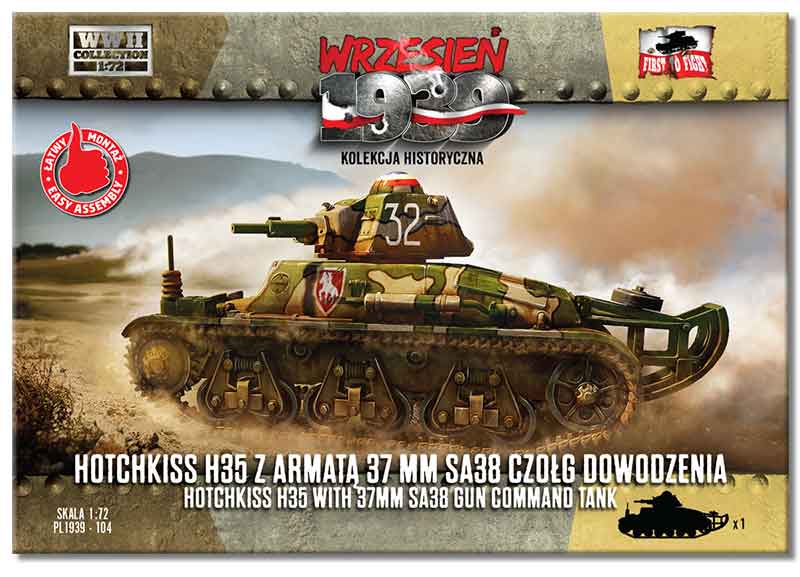 First to Fight 104 1/72 WWII Hotchkiss H35 Command Tank w/37mm SA38 Gun