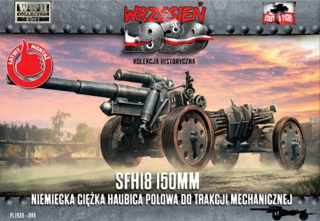First to Fight 89 1/72 WWII German sFH18 150mm Heavy Howitzer w/Towing Trolley