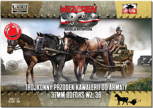 First to Fight 99 1/72 WWII Horse-Drawn Cavalry Carriage for Bofors 37mm wz36 Gun w/3 Horses
