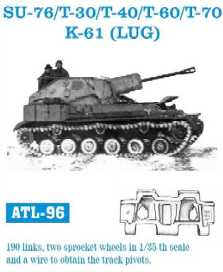 Friulmodel 96 1/35 Su76 T30, T40, T60, T70 K61 (LUG) Track Set (190 Links & 2 Sprocket Wheels)