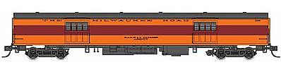 Fox Valley Models 10090 HO Scale Milwaukee Road 1935-Built Express Car - Ready to Run -- Milwaukee Road #1115 (1952 Scheme, orange, maroon, orange Letterboard)