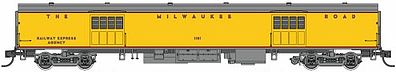 Fox Valley Models 10092 HO Scale Milwaukee Road 1935-Built Express Car - Ready to Run -- Milwaukee Road #1105 (UP Streamliner Scheme, Armour Yellow, gray, REA Letter