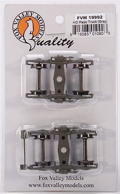 Fox Valley Models 19992 HO Scale Passenger Car Truck Set w/Metal Wheels & Attached Generator on One Truck -- Gray 1 Pair