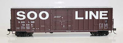 Fox Valley Models 30034 HO Scale Soo Line-Built 7-Post Plug-Door Boxcar w/X Panel Roof - Ready to Run -- Soo Line #18686 (Boxcar Red; Billboard Lettering, Dashed Sill Stripe)