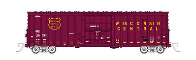 Fox Valley Models 30039 HO Scale Soo Line-Built 7-Post Plug-Door Boxcar w/X Panel Roof - Ready to Run -- Wisconsin Central #20315 (maroon, yellow)