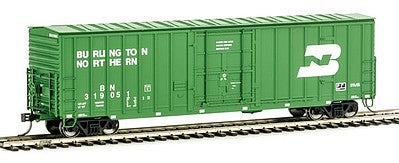 Fox Valley Models 30239 HO Scale Soo Line-Built 7-Post Plug-Door Boxcar w/Diagonal-Panel Roof - Ready to Run -- Burlington Northern #319051 (Cascade Green, white)