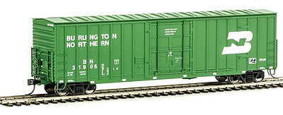 Fox Valley Models 30240 HO Scale Soo Line-Built 7-Post Plug-Door Boxcar w/Diagonal-Panel Roof - Ready to Run -- Burlington Northern #319062 (Cascade Green, white)