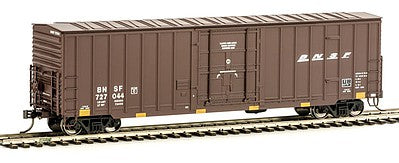 Fox Valley Models 30243 HO Scale Soo Line-Built 7-Post Plug-Door Boxcar w/Diagonal-Panel Roof - Ready to Run -- BNSF Railway #727044 (Boxcar Red, Wedge Logo)