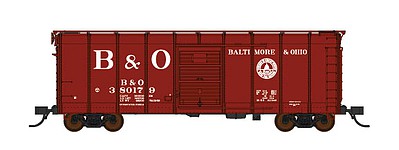 Fox Valley Models 30348 HO Scale B&O Class M-53 Wagontop Boxcar w/Youngstown Doors - Ready to Run -- Baltimore & Ohio #380034 (Post War 1946-55, Boxcar Red, 13 States Logo)