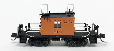 Fox Valley Models 31165 HO Scale Milwaukee Road Transfer Caboose Early Version - Ready to Run -- Milwaukee Road 01731 (orange, black, maroon lettering)