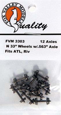 Fox Valley Models 3303 N Scale 33" Wheels pkg(12) -- .563" Axle