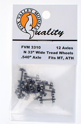 Fox Valley Models 3310 N Scale 33" Wide Wheels pkg(12) -- .540" Axle