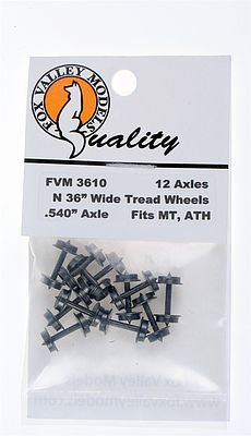 Fox Valley Models 3610 N Scale 36" Wide Wheels pkg(12) -- .540 Axle