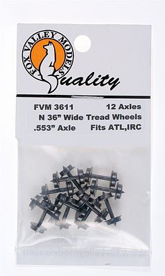 Fox Valley Models 3611 N Scale 36" Wide Wheels pkg(12) -- .553 Axle