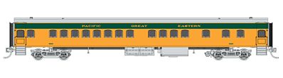 Fox Valley Models 40109 N Scale Milwaukee Road 1935-Built Bunk Coach - Ready to Run -- Pacific Great Eastern #621 (yellow, green)