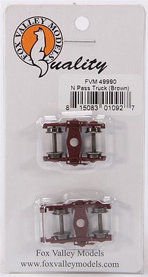Fox Valley Models 49990 N Scale Passenger Car Truck Set w/Metal Wheels & Attached Generator on One Truck -- Brown 1 Pair