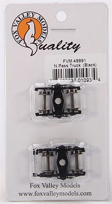 Fox Valley Models 49991 N Scale Passenger Car Truck Set w/Metal Wheels & Attached Generator on One Truck -- Black 1 Pair
