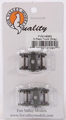 Fox Valley Models 49992 N Scale Passenger Car Truck Set w/Metal Wheels & Attached Generator on One Truck -- Gray 1 Pair