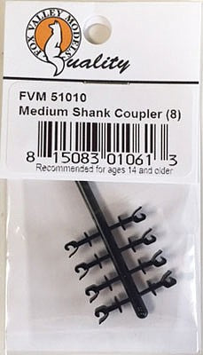 Fox Valley Models 51010 N Scale Medium-Shank Fixed-Knuckle Coupler pkg(8)