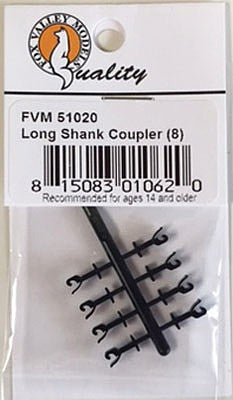 Fox Valley Models 51020 N Scale Long-Shank Fixed-Knuckle Coupler pkg(8)