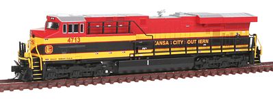 Fox Valley Models 70212 N Scale GE ES44AC w/4-Window Cab, Low Rear Headlight & Steerable Trucks - Standard D -- Kansas City Southern #4713 (Southern Belle, red, black, yellow)