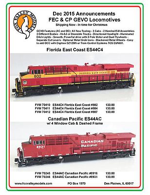 Fox Valley Models 70246 N Scale GE ES44AC w/4-Window Cab, Low Rear Headlight & Hi-Ad Trucks - Standard DC -- Canadian Pacific #8931 (red, white, Dashed Frame Stripe)