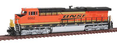 Fox Valley Models 70409 N Scale GE ES44C4 - Standard DC -- BNSF Railway #6662 (orange, black, yellow, Wedge Logo)