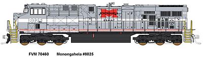 Fox Valley Models 70460 N Scale GE ES44AC - Standard DC -- Norfolk Southern #8025 (Monongahela Railway Heritage Scheme; gray, white, red)