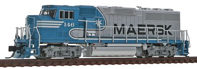 Fox Valley Models 70511 N Scale EMD GP60M - Standard DC -- Maersk #146 (silver, blue, black)