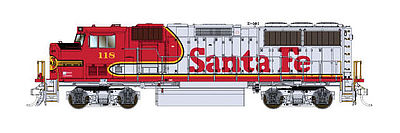Fox Valley Models 70514 N Scale EMD GP60M - Standard DC -- Santa Fe #123 (Warbonnet, silver, red, black Anti-Glare Nose, Small US Flag)