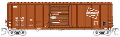 Fox Valley Models 81065 N Scale P-S 5344 Cu.ft. Single Door Boxcar - Ready to Run -- Milwaukee Road #50818 (Boxcar Red, Large Logo)