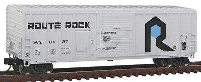 Fox Valley Models 81259 N Scale P-S 5344 Cu.ft. Single Door Boxcar - Ready to Run -- Rock Island W&OV #27 (white, black, blue, Route Rock Slogan)