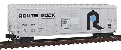 Fox Valley Models 81260 N Scale P-S 5344 Cu.ft. Single Door Boxcar - Ready to Run -- Rock Island W&OV #48 (white, black, blue, Route Rock Slogan)