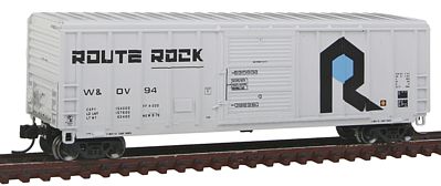 Fox Valley Models 81261 N Scale P-S 5344 Cu.ft. Single Door Boxcar - Ready to Run -- Rock Island W&OV #94 (white, black, blue, Route Rock Slogan)