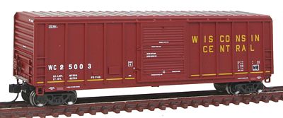 Fox Valley Models 81263 N Scale P-S 5344 Cu.ft. Single Door Boxcar - Ready to Run -- Wisconsin Central #25003 (maroon, white, yellow)