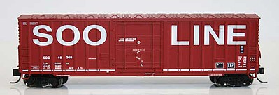 Fox Valley Models 81711 N Scale Soo Line-Built 7-Post 50' Plug-Door Boxcar - Ready to Run -- Soo Line #19369 (red, white; Billboard Lettering)
