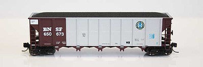 Fox Valley Models 83036 N Scale Trinity RD-4 Hopper 12 Pack - Ready to Run -- Burlington Northern Santa Fe Set 6 (silver, Boxcar Red, Circle/Cross Logo)