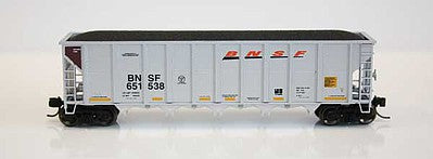 Fox Valley Models 83106 N Scale Trinity RD-4 Hopper 12 Pack - Ready to Run -- BNSF Railway Set 6 (silver, Brown End, Wedge Logo)