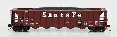 Fox Valley Models 836029 N Scale Ortner 5-Bay Rapid Discharge Hopper with Coal Load - Ready to Run -- Santa Fe 85958 (Boxcar Red, white)