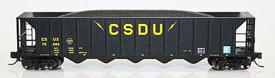 Fox Valley Models 836045 N Scale Ortner 5-Bay Rapid Discharge Hopper with Coal Load - Ready to Run -- CSDU 79089 (black, yellow)