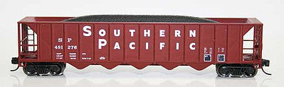 Fox Valley Models 836076 N Scale Ortner 5-Bay Rapid Discharge Hopper with Coal Load - Ready to Run -- Southern Pacific 481273 (Boxcar Red, white)